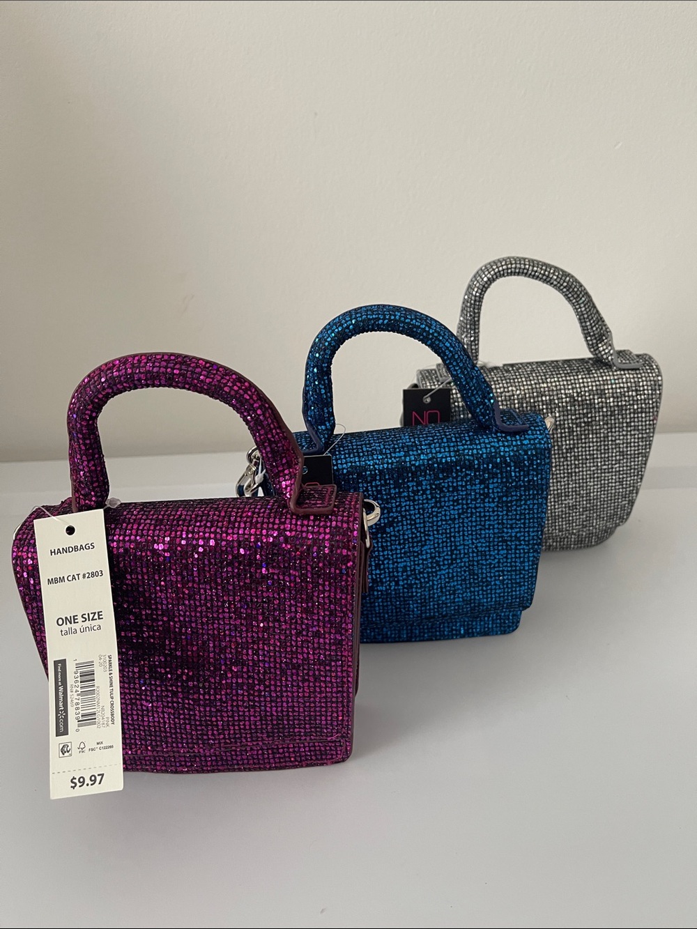 No Boundaries 3 Mini Sequin Top-Handle Bag - Pink, Blue, Silver